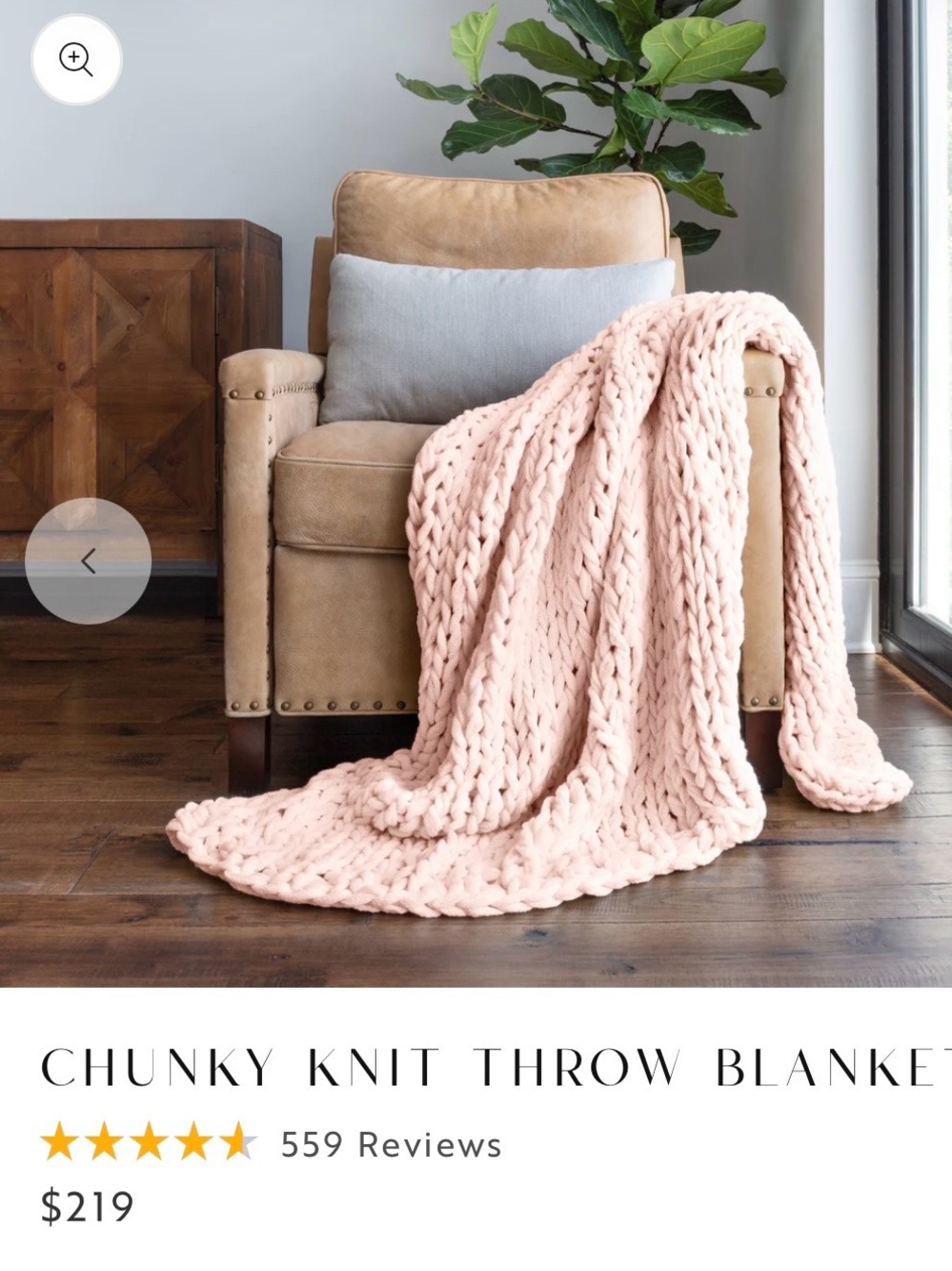 Linens & Hutch Chunky Oversized Knit Throw Blanket in Blush. NWT